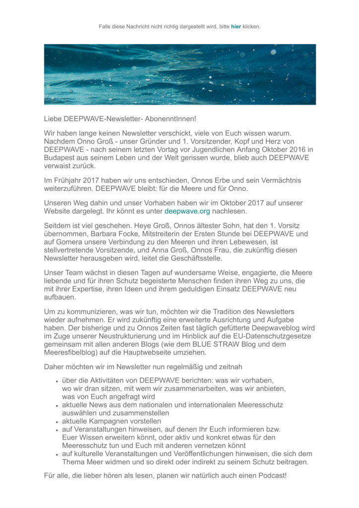 Vorschau Bild das die erste Seite vom Newsletter zeigt.